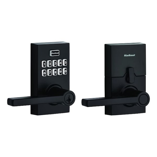 Smartcode Keypad Electronic with Halifax Lever SmartKey with 6AL Latch, RCS Strike Matte Black Finish
